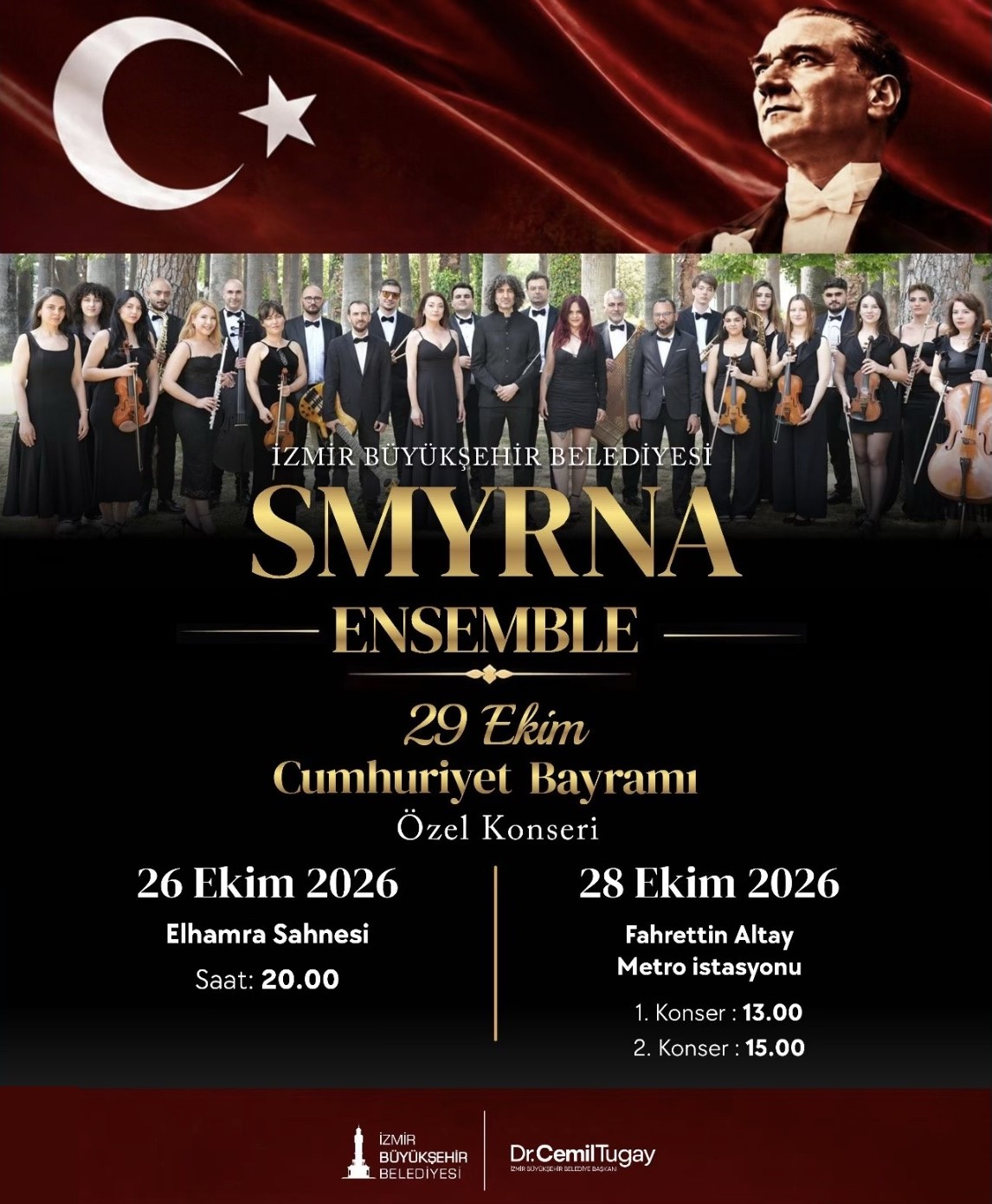 İzmir Büyükşehir Belediyesi Smyrna Ensemble 29 Ekim Cumhuriyet Bayramı özel konseri afişi