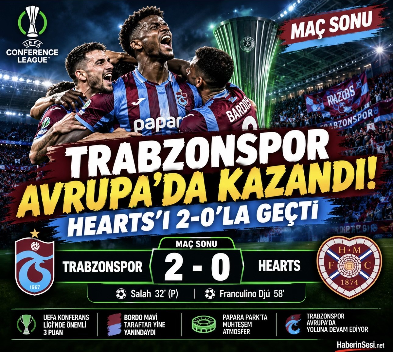 Trabzonspor Hearts'ı 2-0 yendi